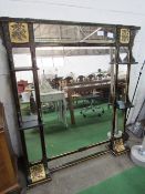 Large decorative over-mantle mirror with display alcoves, 57" x 58" x 6"