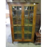 Oriental style glass-fronted double door cabinet, 46" x 20" x 79" high