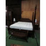 Indonesian hardwood four poster bed & mattress, 84" x 80" x 84" high
