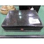 Rare late 19th century ebony wood box containing Mah Jong counters, locks & key, Counters are