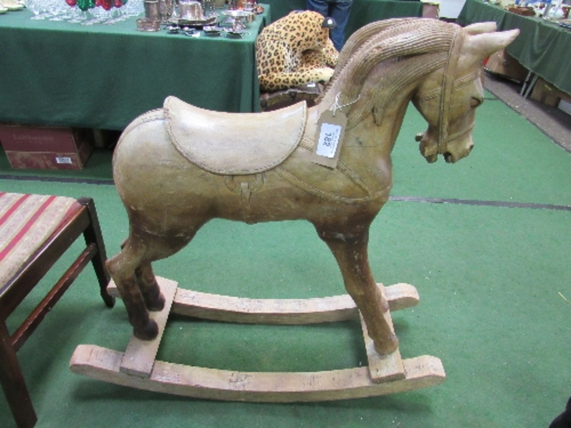 Carved wood horse on rockers