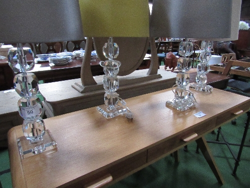 4 matching glass table lamps with shades - Image 7 of 7