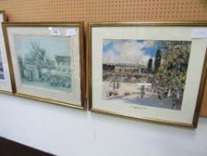 3 framed & glazed prints in gilt frames, 'the Seine at Paris', a market scene & a limited edition