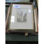 6 assorted framed & glazed prints (2 with cracked glass)