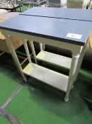 2 small painted side tables, 23.5" x 9" x 28" (high)