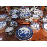 Large qty (approx 200) Booth's real old willow coffee & dinner ware