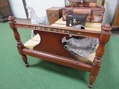 Mahogany single bedstead, with decorative head & footboards, 78" (long) x 39" (wide) - Image 2 of 2