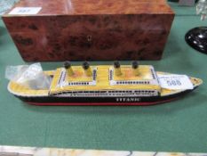 An early tin plate steam-driven cruise ship with firing pan 'The Titanic'