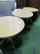 3 circular top pedestal display tables, 23.5" diameter x 23.5" high