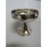 Sterling silver footed bowl with metal strap in base, total weight 166gms