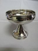 Sterling silver footed bowl with metal strap in base, total weight 166gms