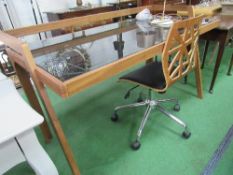 Smoked glass topped writing table & matching chair