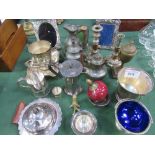 Qty of metal ware, jugs & candlesticks