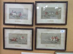 A set of 4 hand-coloured hunting prints by J F Herring Snr. Printed by Vincent Brooks of London: '