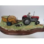 Border Fine Arts 'Hay Turning' Massey Ferguson Tractors and Wuffler limited edition of 1739 of