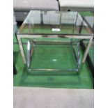 Glass & chrome low table with glass shelf beneath, 24" x 24" x 20" high