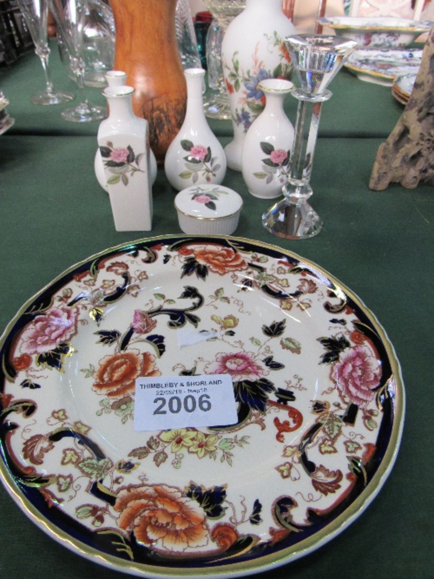 2 Mason's 'Mandalay' 10.5" plates, glass candlestick, French opaline vase & 5 pieces of Wedgwood ' - Image 2 of 3