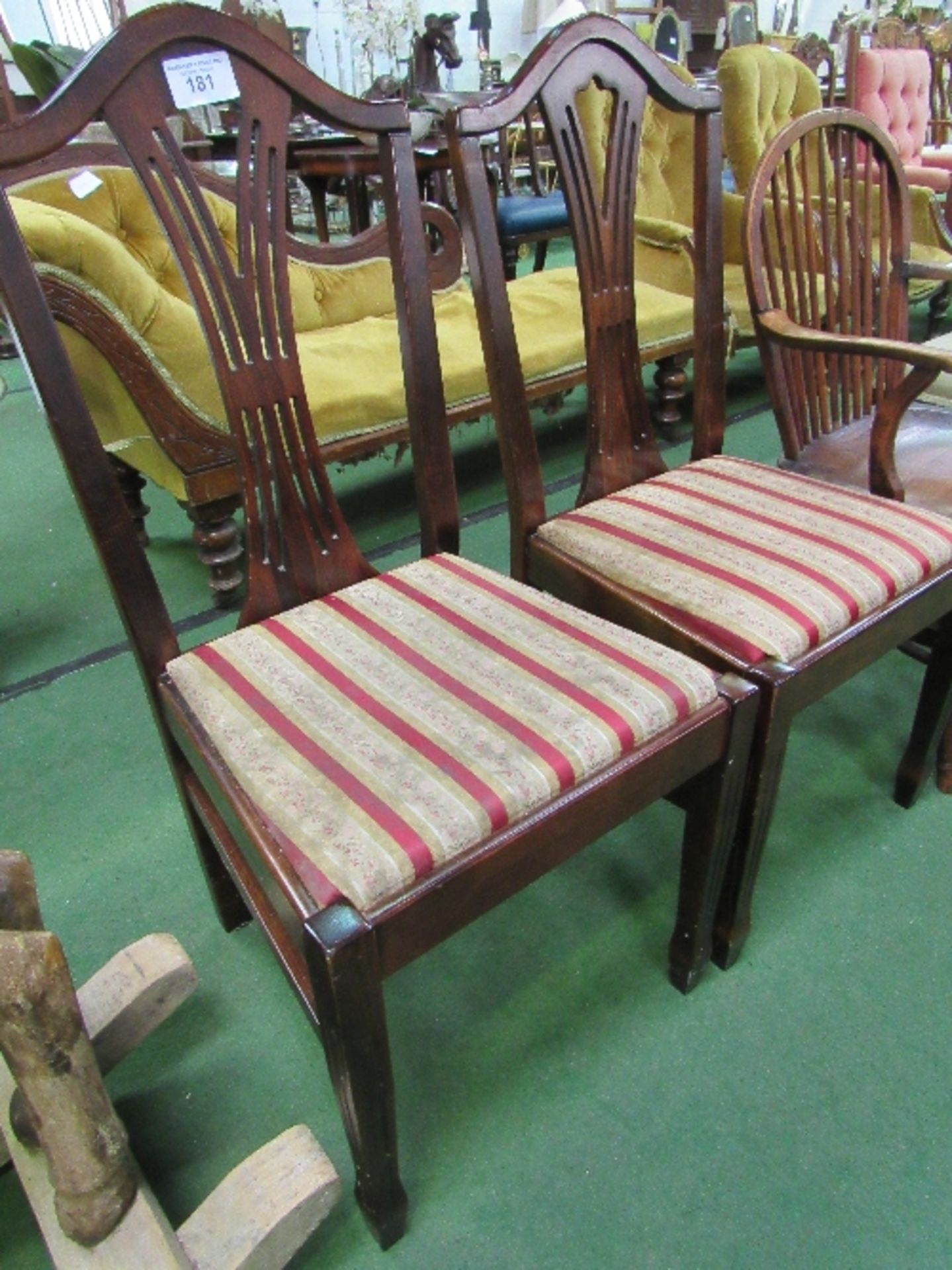 2 mahogany framed drop-in seat dining chairs