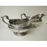 Pair of silver sauce boats by Shapland of London, 1930, engraved 'SY Angela' with unicorn's head &