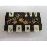 Japanese antique Meiji wood/ivory Shibayama whist counter with mother of pearl insects (1 insect