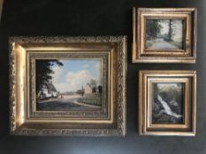 A set of 3 small framed oils by Swindon artist Robert Hughes