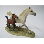 Border Fine Arts horse & foal on a wooden plinth