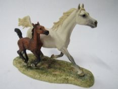 Border Fine Arts horse & foal on a wooden plinth