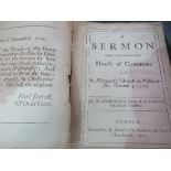 Antiquarian pamphlets: 'A Sermon Preach'd before the Honourable House of Commons' by W Binkes,