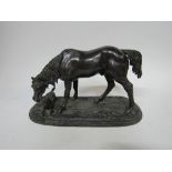 Spelter model of a horse & dog