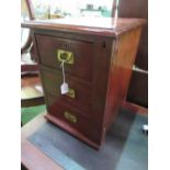 Mahogany 3 drawer lockable Wellington-style chest cabinet, with keys