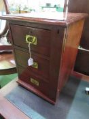 Mahogany 3 drawer lockable Wellington-style chest cabinet, with keys