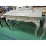 Limed oak slim dressing table with 2 frieze drawers, 43" x 15.5" x 32" (high)