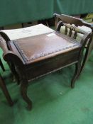 Leather rising seat piano stool & a needlework seat stool