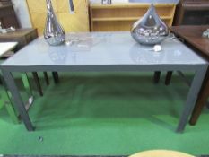 Glass topped metal framed table, 59" x 35.5" (top) x 29" (high)