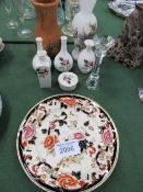 2 Mason's 'Mandalay' 10.5" plates, glass candlestick, French opaline vase & 5 pieces of Wedgwood '