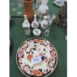 2 Mason's 'Mandalay' 10.5" plates, glass candlestick, French opaline vase & 5 pieces of Wedgwood '