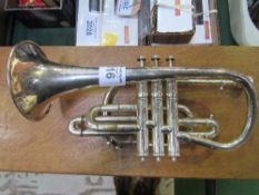 A silver trumpet 'Excelsior Sonorous' Class A by Hawkes & Son c/w original case