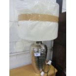 Large silver coloured ceramic table lamp & shade