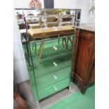 5 drawer mirrored glass covered cabinet, 24" x 45" x 16"