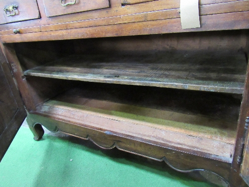 Continental fruit wood sideboard of 3 frieze drawers above preparation slide over double cupboard on - Image 4 of 4