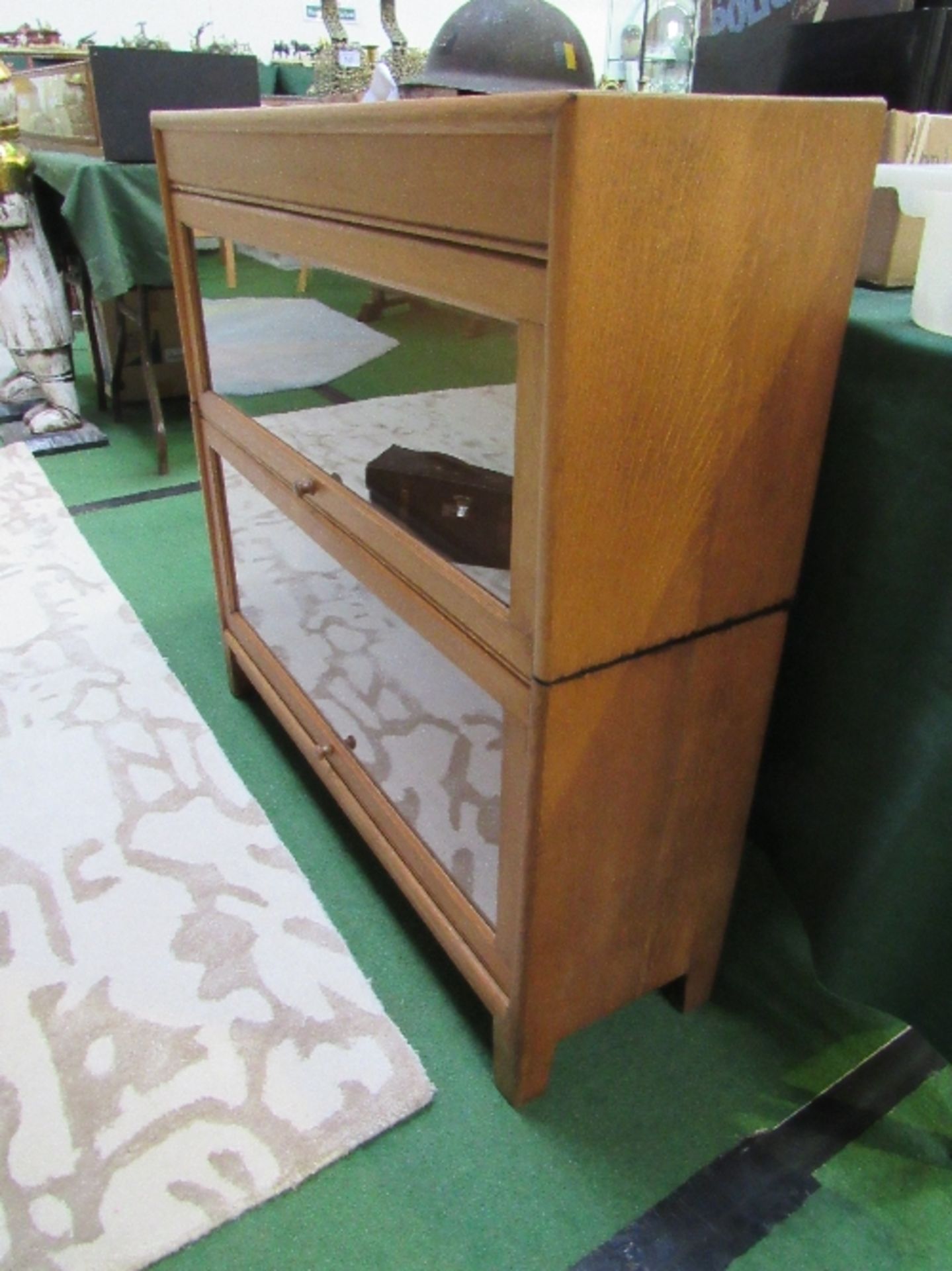 Globe Wernicke-style, medium oak, two compartment stackable barrister bookcase.(minor historical - Image 3 of 4