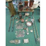 Qty of brass & copper ware including brass pail & brass trivet