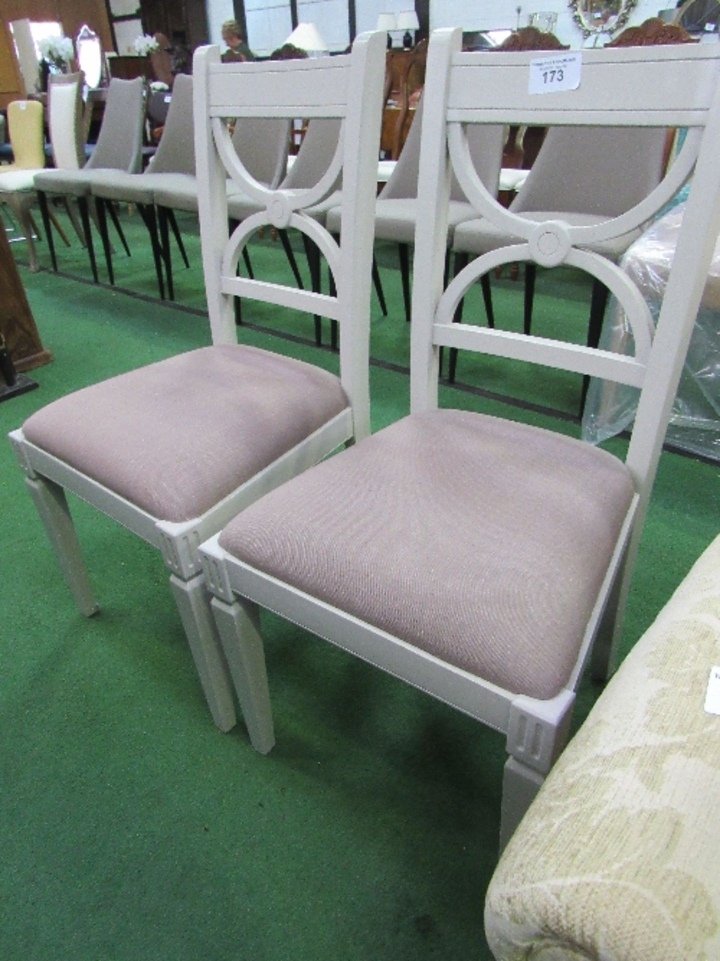 2 painted framed upholstered seat dining chairs - Image 2 of 2