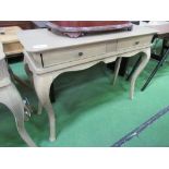 Limed oak slim dressing table with 2 frieze drawers, 43" x 15.5" x 32" (high)