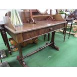 Mahogany server with upstand & frieze drawer on turned stretcher, 45" x 22" x 36" high