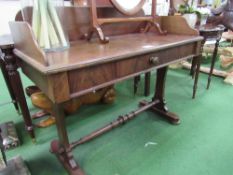 Mahogany server with upstand & frieze drawer on turned stretcher, 45" x 22" x 36" high