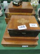 5 wooden cutlery canteens & 2 trinket boxes