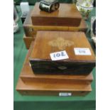 5 wooden cutlery canteens & 2 trinket boxes