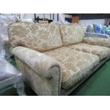 Large gold/cream upholstered sofa, 72" x 41" x 31"