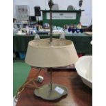 Ornate brass adjustable twin lamp table lamp. Price guide £10-20.